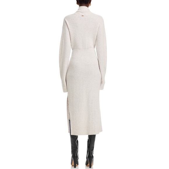 TOCCIN Liliana Sweater Dress Soft Gray Wool Cashmere Scarf Neck Midi Dress L - Picture 3 of 10